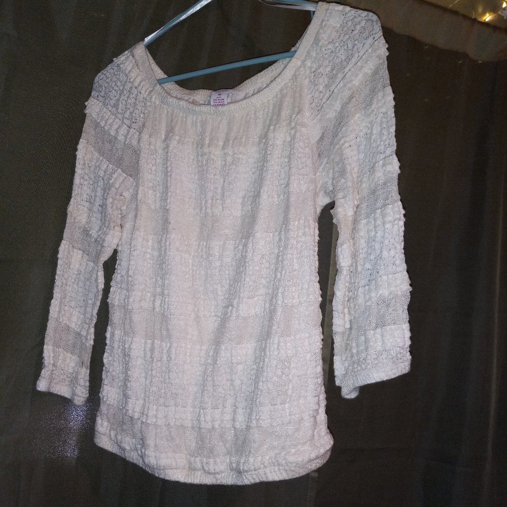 Lace Sleeves Lace Top Elastic Bottom Quarter Sleeves